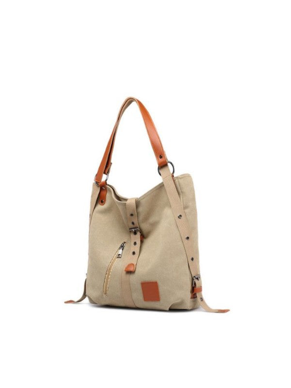 Women's Color Block Canvas Simple Shoulder Messenger Handbag