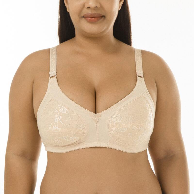 Womens Plus Size Padded Sexy Comfort Lace Jacquard Plain Pattern Push Up Bra - CHALIER