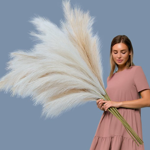 8 Pcs 97cm Faux Pampas Grass Decor Tall Fake Pompas Grass Large for Home Decor Beigeand Taupe