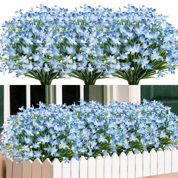 12 Bundles Artificial Flowers Daffodils UV Resistant Faux Greenery Plastic Shrubs for Outdoors Spring Summer Garden Porch Window Box Wedding