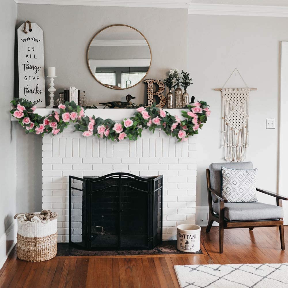 16 FT Fake Rose Vine Garland Artificial Flowers Plants Hanging Rose Ivy Home Hotel Office Wedding Party Garden