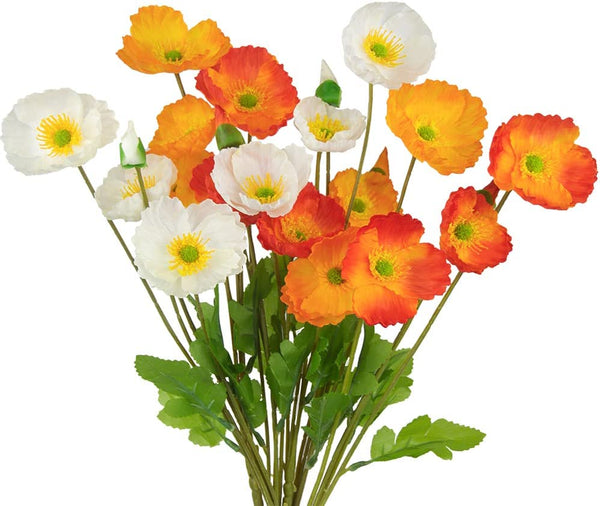 Artificial Flowers Fake Poppy Flowers 6Pcs Colorful Silk Flowers for Wedding Home Garden