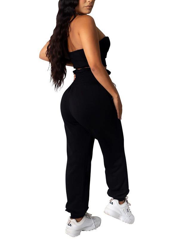 Women's Casual Sexy Strapless Tops and Pants Outfit Two Piece Set - CHALIER