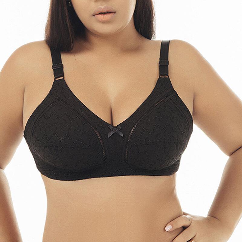 Womens Plus Size Padded Push Up Sexy Comfort bowknot Pattern Bra - CHALIER