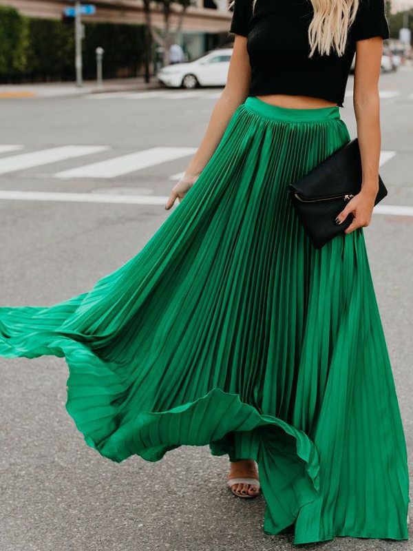 Women's Pleated Skirt Retro Fashion Skirt
