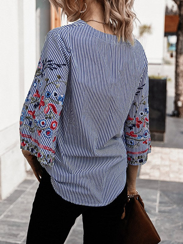 Women's Fashion Top Casual Embroidery Design Shirt