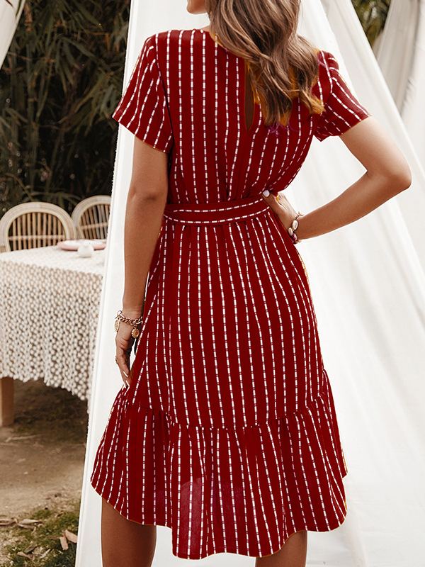 Women's Fashion Dress Hot V Neck Fringe Skirt