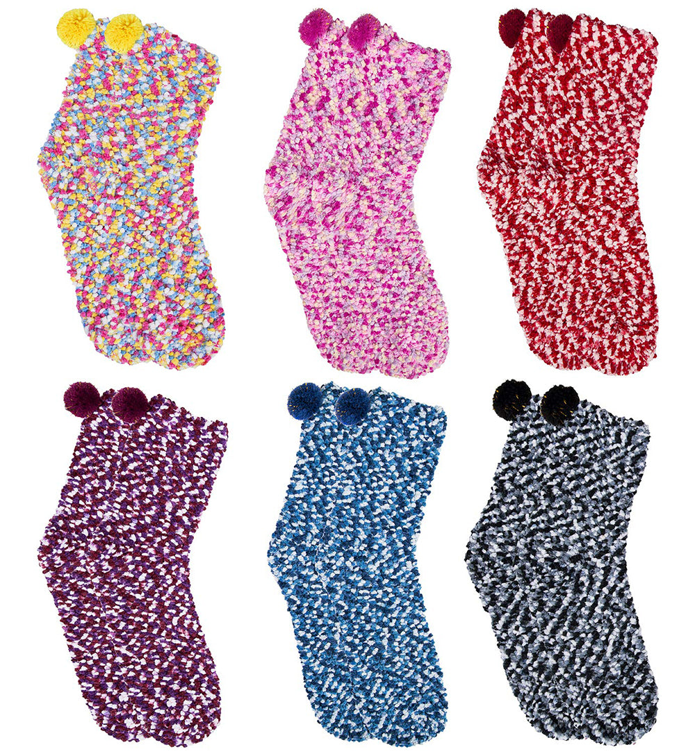 Womens Fuzzy Christmas Socks Winter Warm Cozy Fluffy Soft Slipper Socks Gifts 6 Pairs