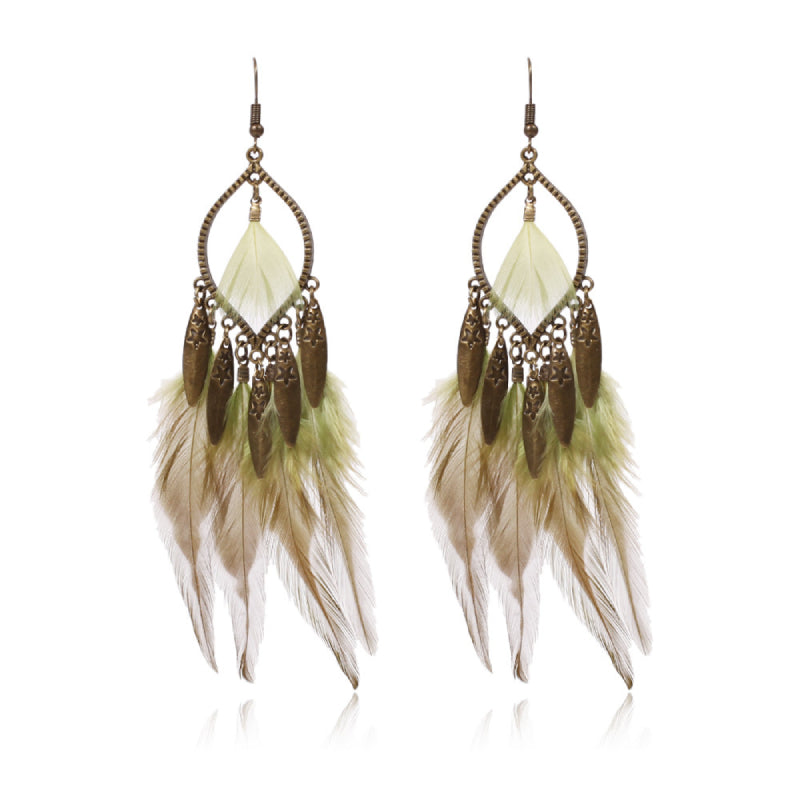 Female Bohemian Earrings Women Feather Drop Earrings