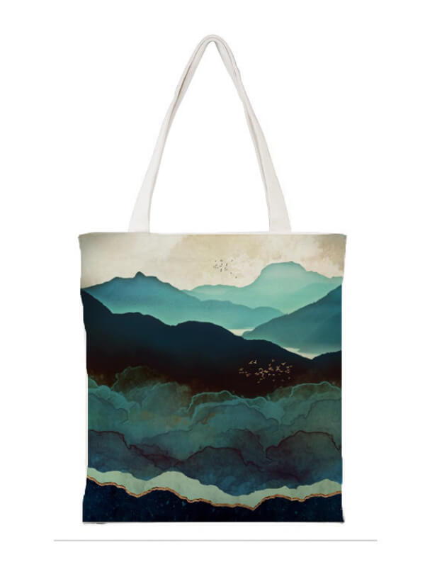 Eco Canvas Mountain Printed Shoulder Handbag