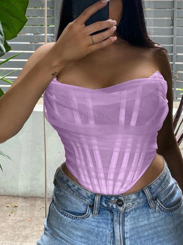 Ladies Herringbone Yarn Corset Vest - CHALIER