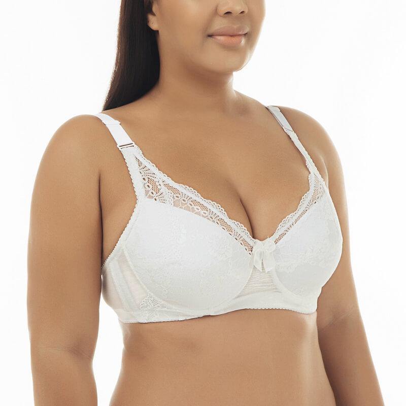 Women's Plus Size Lace Foral Full Coverage Underwire Push Up Bra - CHALIER