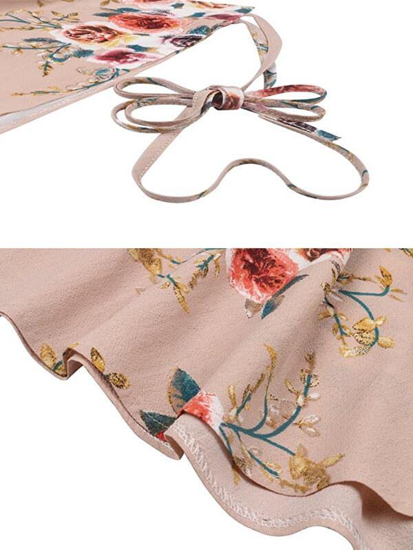 Womens Boho Floral Tie Up Waist Summer Beach Wrap Cover Up Maxi Skirt - CHALIER