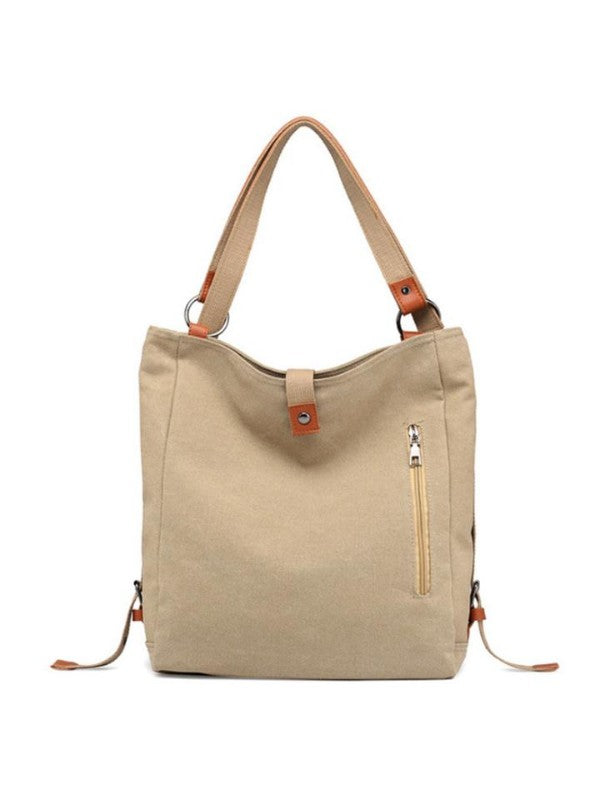 Women's Color Block Canvas Simple Shoulder Messenger Handbag