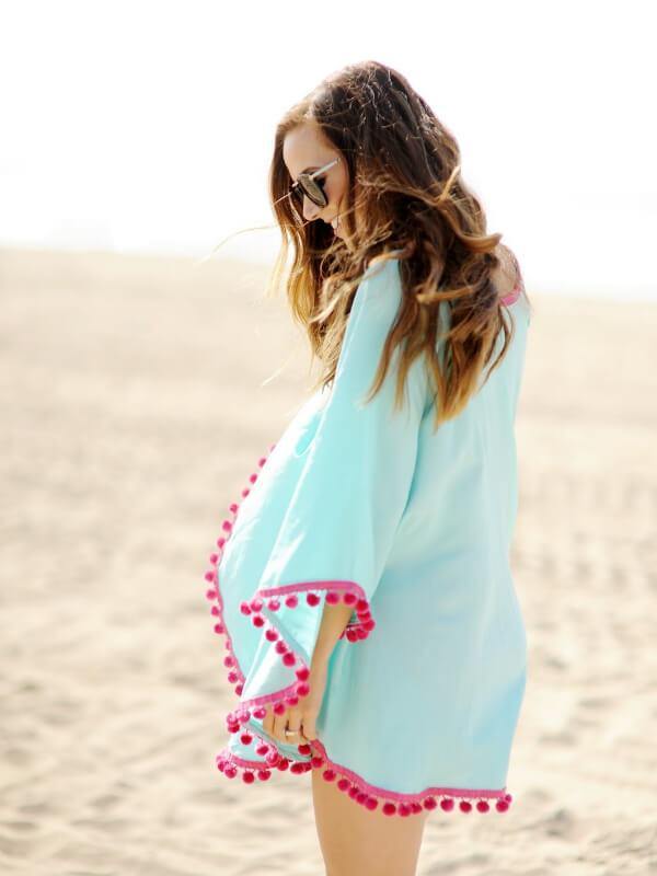 Summer Beach Vacation Solid Casual Chiffon Blouse - CHALIER