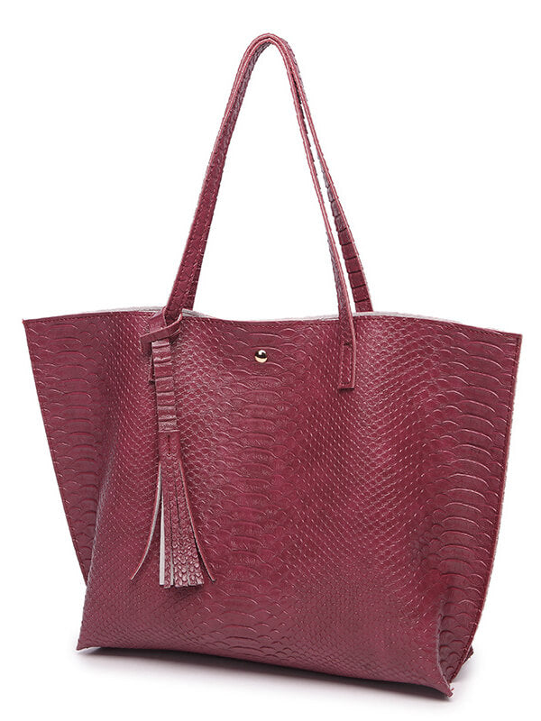 Women Solid Large Capacity Shoulder Handbag