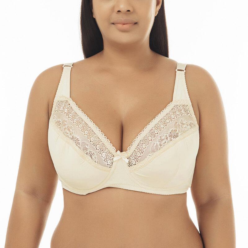Women Puch Up Floral Lace Plus Size Comfort Bra - CHALIER