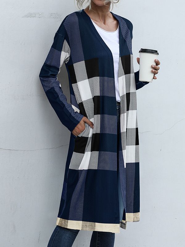 Women's Fashion Outwear Check Pattern Coat