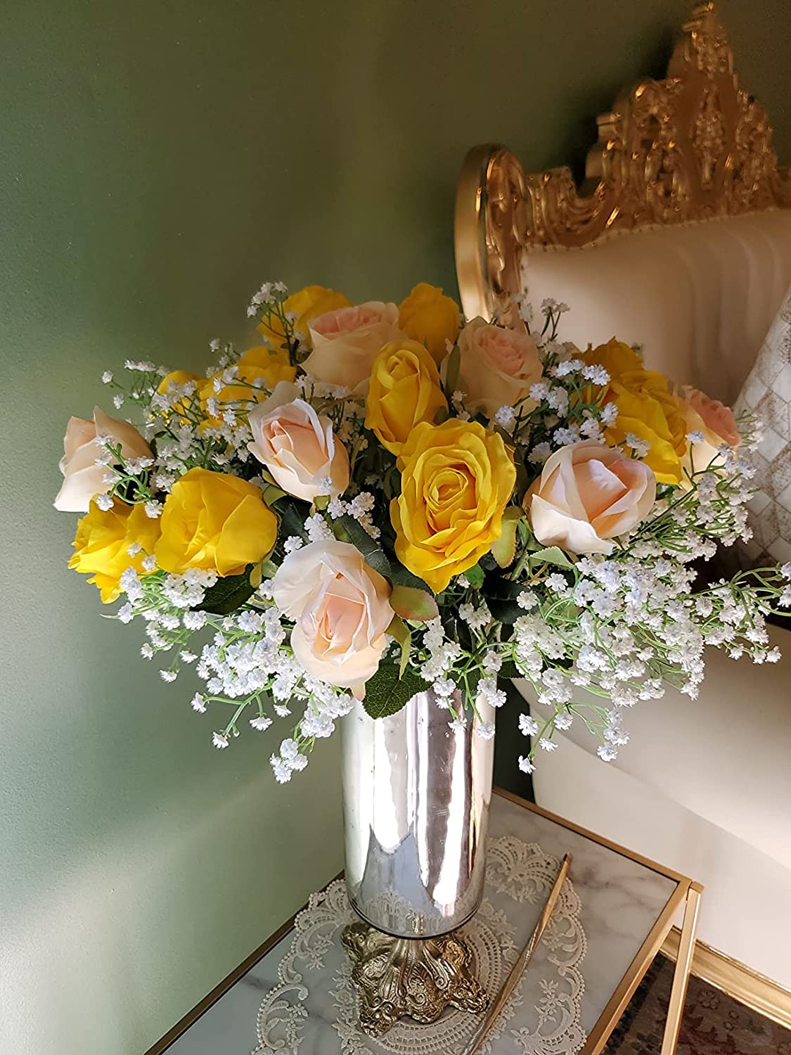 Artificial Baby Breath Gypsophila Flowers Bouquets 15 pcs Real Touch Flowers for Wedding Party DIY Wreath Floral Arrangement Home Decoration