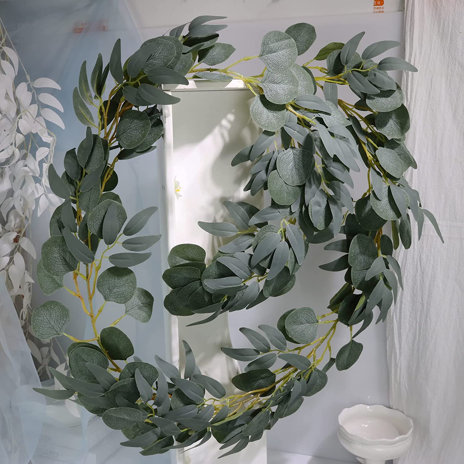 2Pcs Artificial Eucalyptus and Willow Vines for Wedding Backdrop Table Decoration