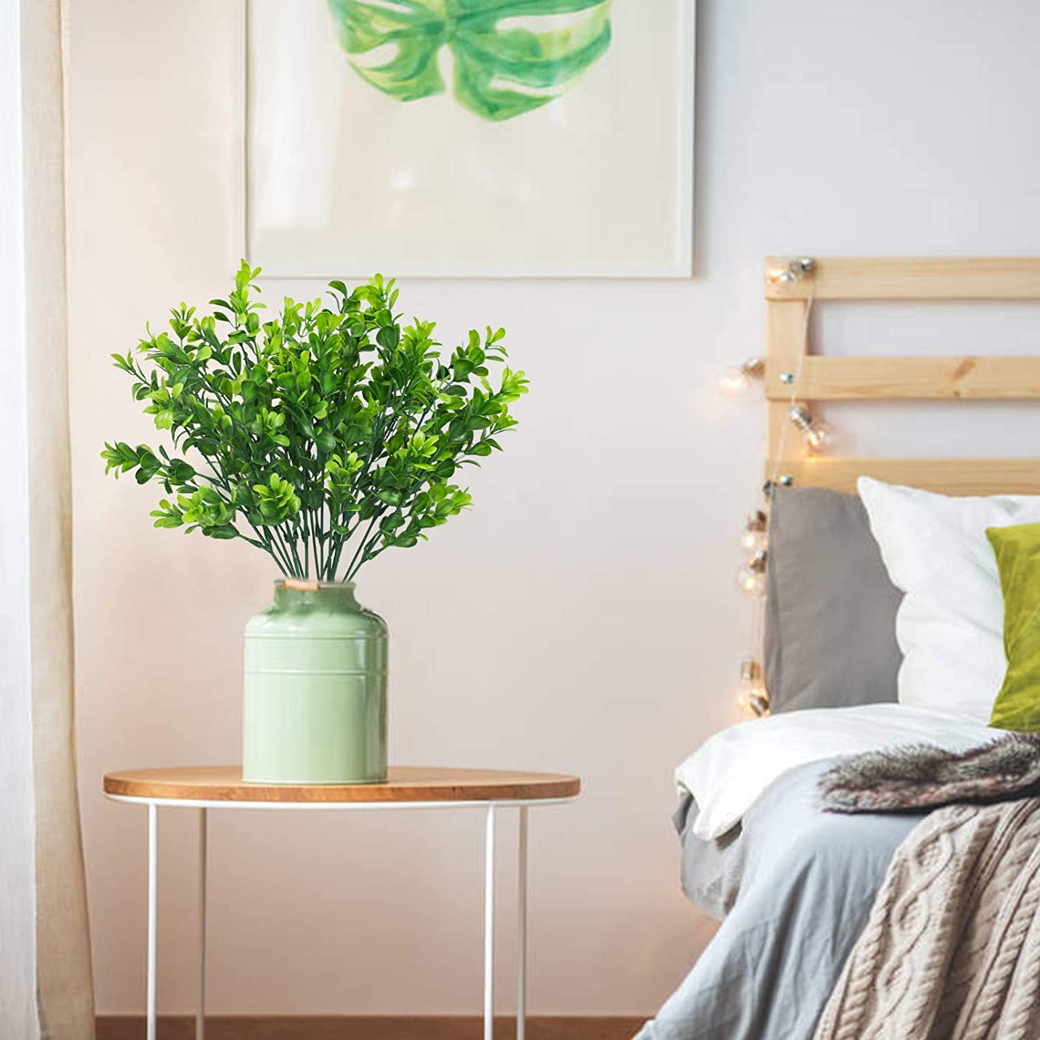 6 Bundles Artificial Greenery Stems Mixed Fake Plants Eucalyptus Rosemary Magnolia Stems Faux Plastic Artificial Plants for Outdoor Indoor Garden Home Window Box Decor