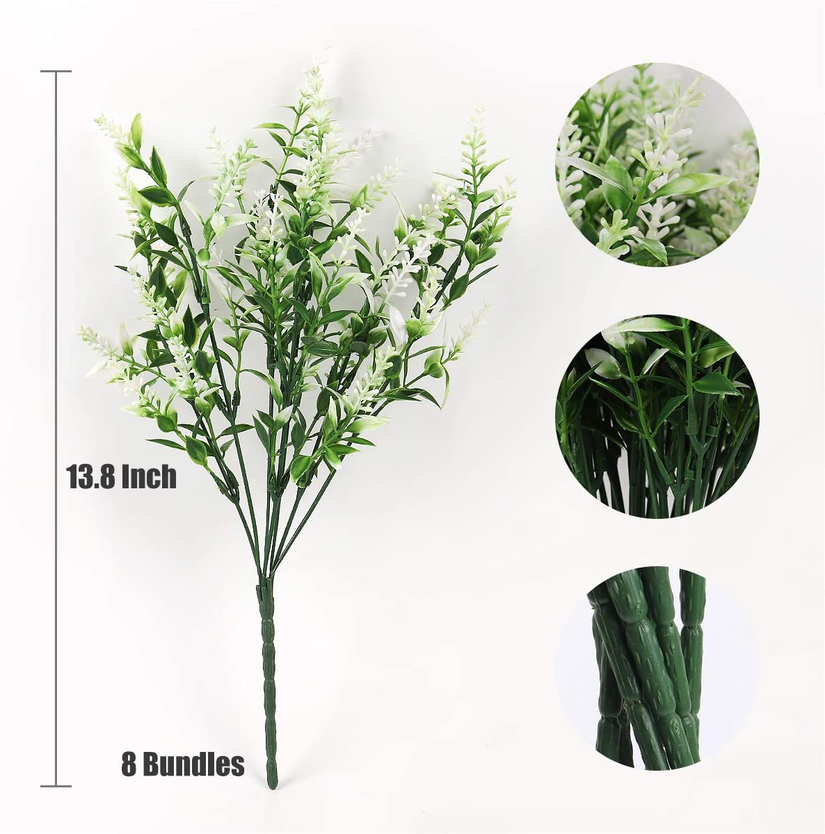 Artificial Plants Lavender, 8 Bundles Outdoor UV Resistant Greenery Fake Shrubs Simulation Plants Indoor Outside Hanging Planter Home Garden Decor