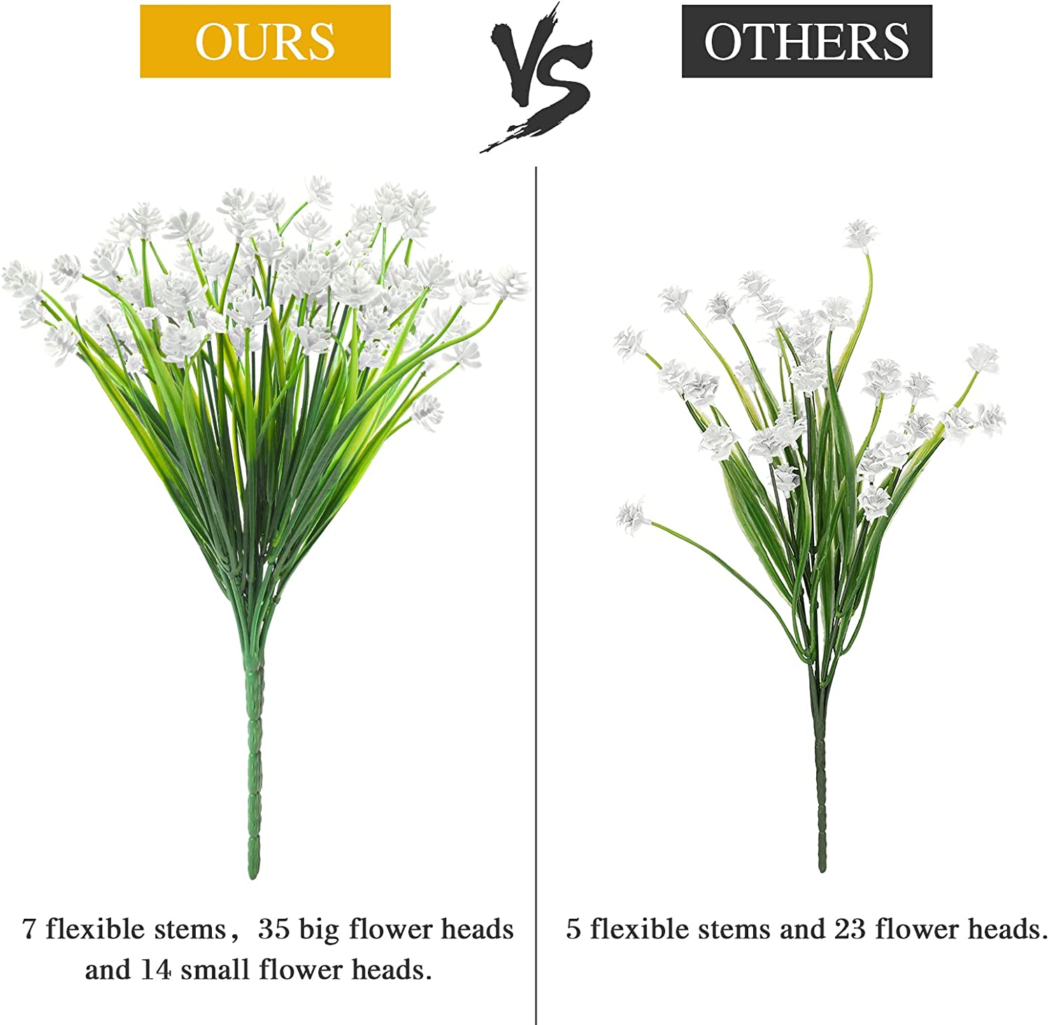 20 Bundles Artificial Flowers Outdoor UV Resistant Faux Flowers No Fade Fake Plastic Plants Garden Porch Window Box Decorating