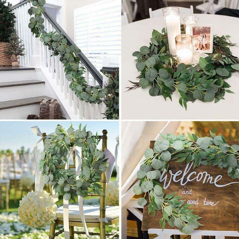2Pcs Artificial Eucalyptus and Willow Vines for Wedding Backdrop Table Decoration
