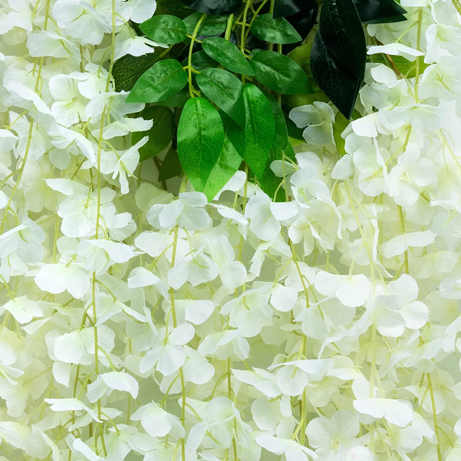 12 Pack Artificial Flowers Wisteria Hanging Flowers 3.6 Feet/Piece Vine Ratta String for Home Office Wedding Wall Garden Outdoor Party Decoration