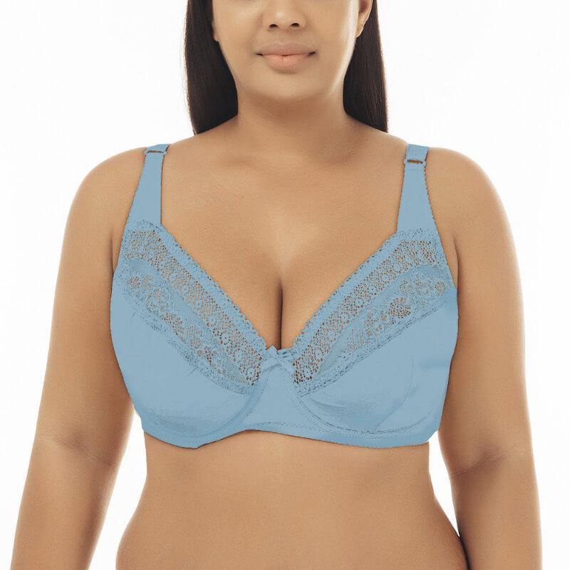 Women Puch Up Floral Lace Plus Size Comfort Bra - CHALIER