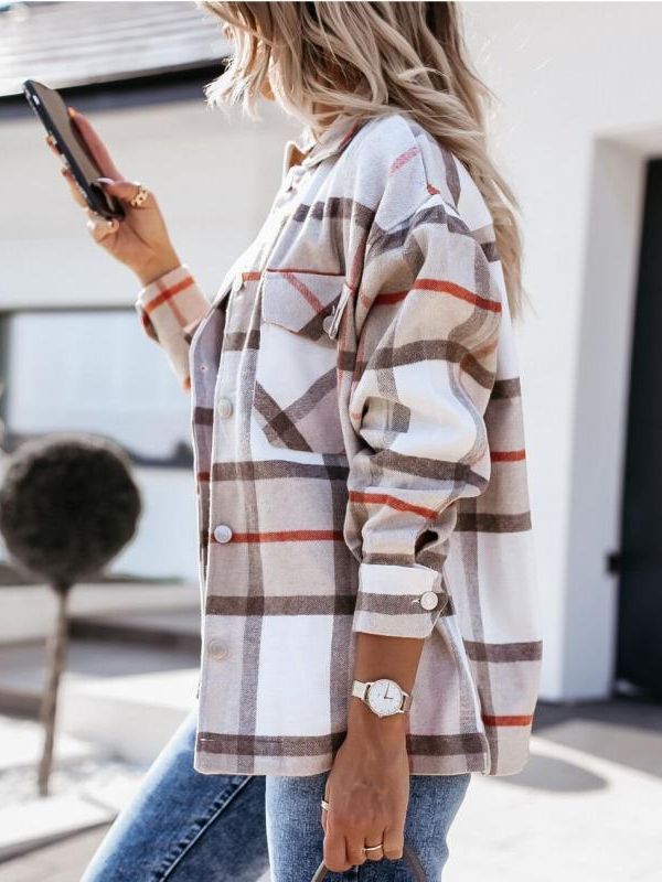 Women's Fashion Outwear Check Pattern Jacket