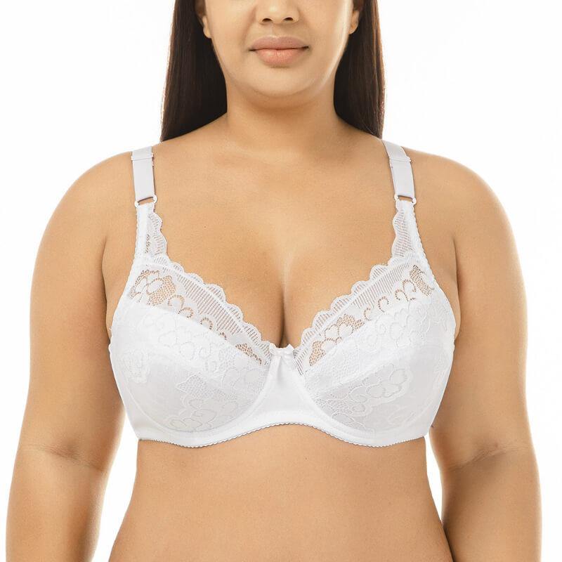 Women Plus Size Bra Push Up Floral Lace Full Coverage Comfort Bra - CHALIER