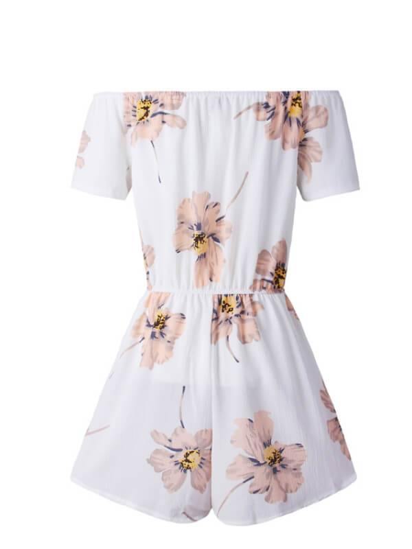 Chalier Floral Shift Cotton-Blend Cold Shoulder One-Pieces - CHALIER