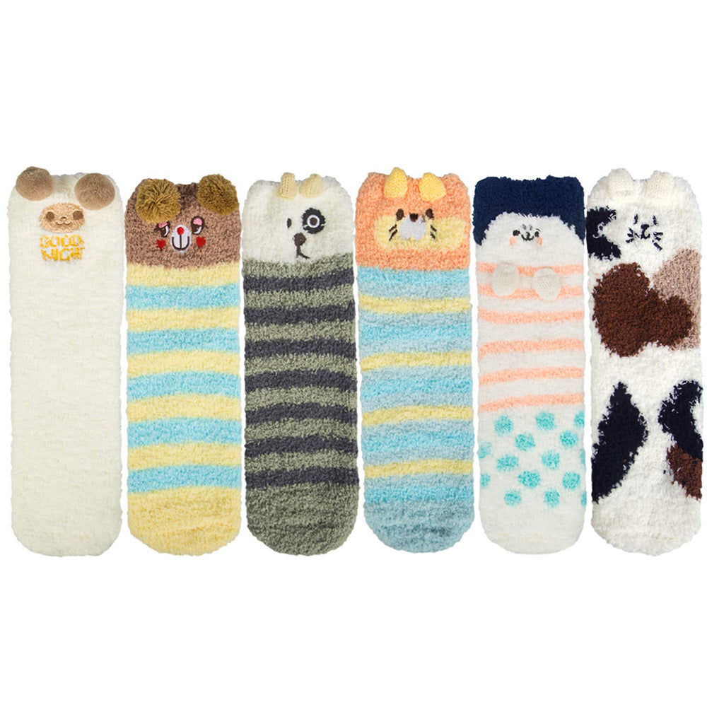 Womens Fuzzy Socks Warm Winter Cozy Fluffy Soft Slipper Socks Gifts 6 Pairs