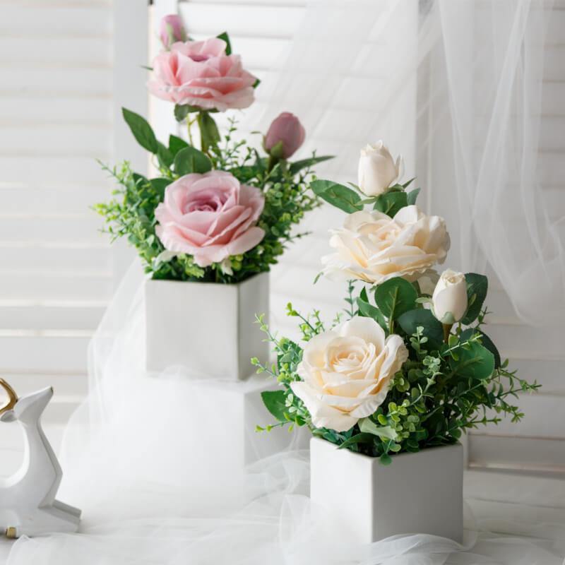 Artificial Flower Potted Fake Flower Combos For Living&Room Table Setting Decoration - CHALIER