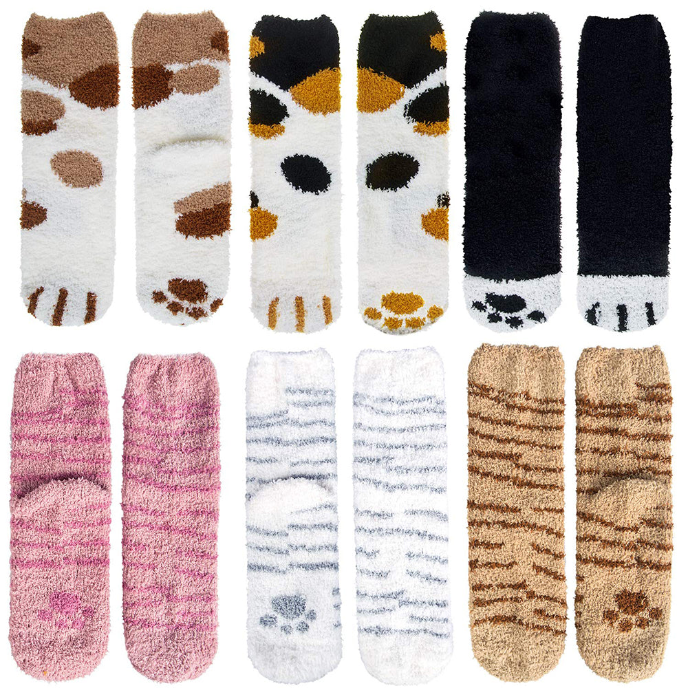 Womens Fuzzy Socks Winter Warm Cozy Fluffy Slipper Soft Socks Gifts 6 Pairs