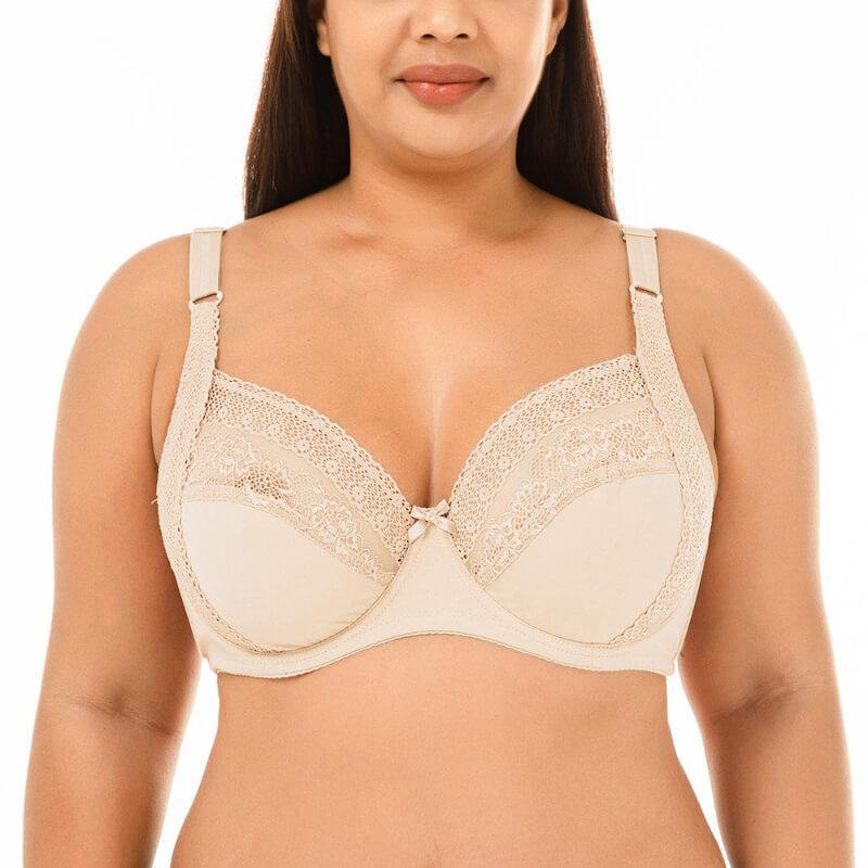 Womens Summer Plus Size Ultrathin Sexy Lace Ultimate Lift and Support Fashion Underwire Bra - CHALIER