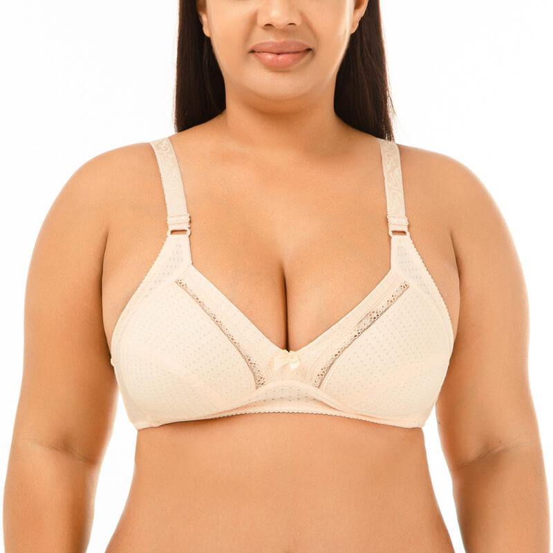 Womens Plus Size Padded Sexy Comfort Simple Pattern Push Up Lace Bra - CHALIER