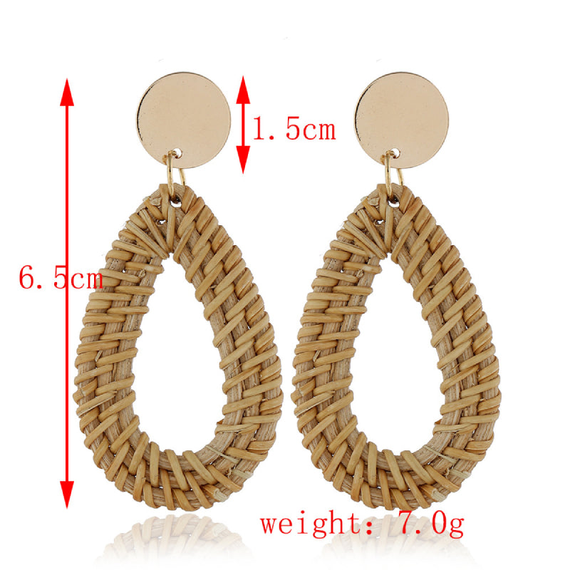 Female Bohemian Earrings Women Knitted Drop Hoops Earrings