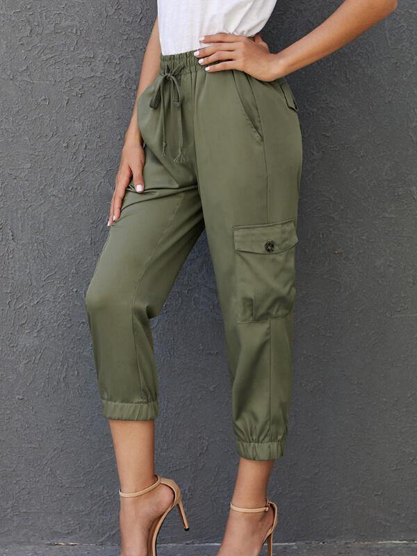 Chalier Sky Blue Drawstring Cargo Pocketed Joggers - CHALIER