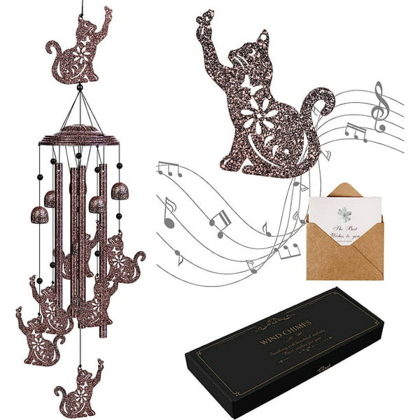 Cat Wind Chimes for Outside, Wind Chime Gifts for Women 35" Unique Windchimes Outdoors, Memorial Wind Chimes Gifts for Mom, Patio, Porch, Garden Decor or Mother's Day Christmas Memorial Gifts