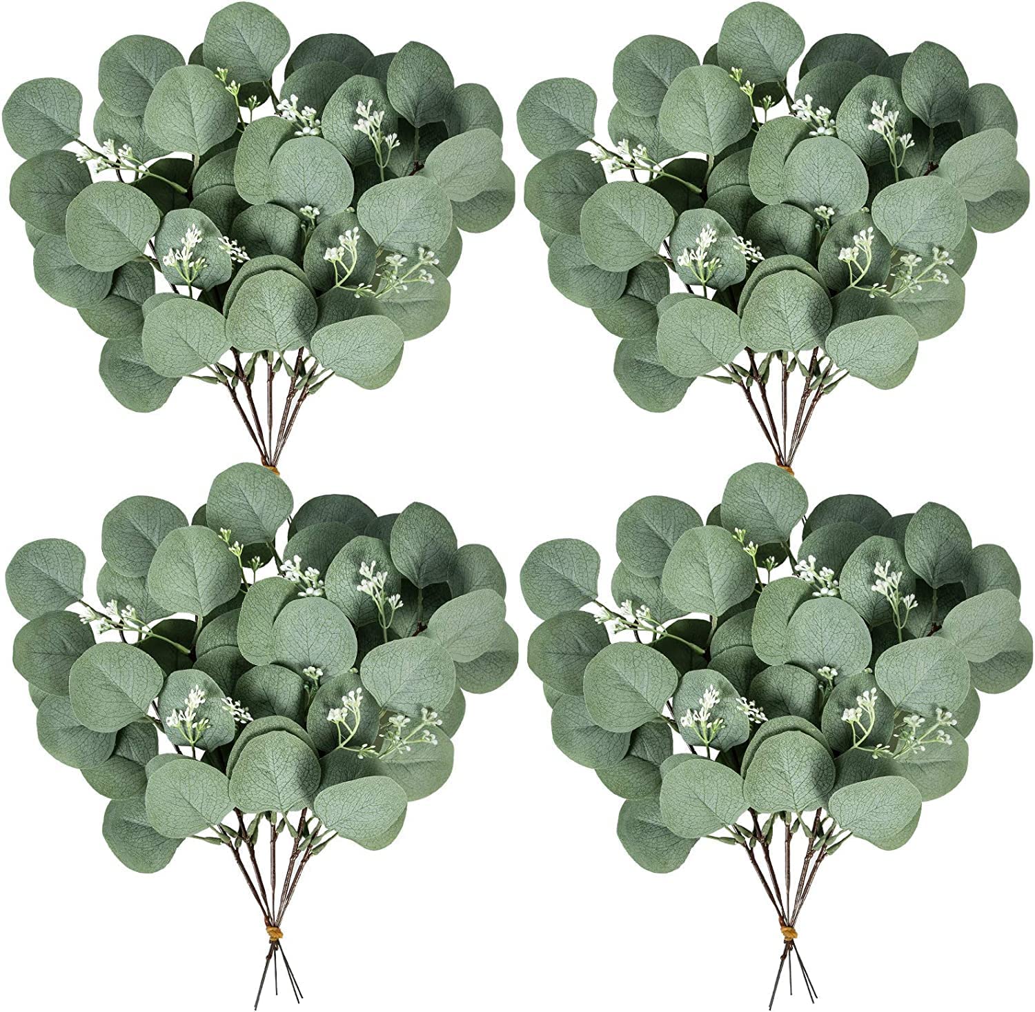 20 Pcs Fake Eucalyptus Leaves Stems Silver Dollar Artificial Greenery Stems for Home Wedding Decor Faux Eucalyptus Plant Bride Bouquet Vase Floral Arrangement