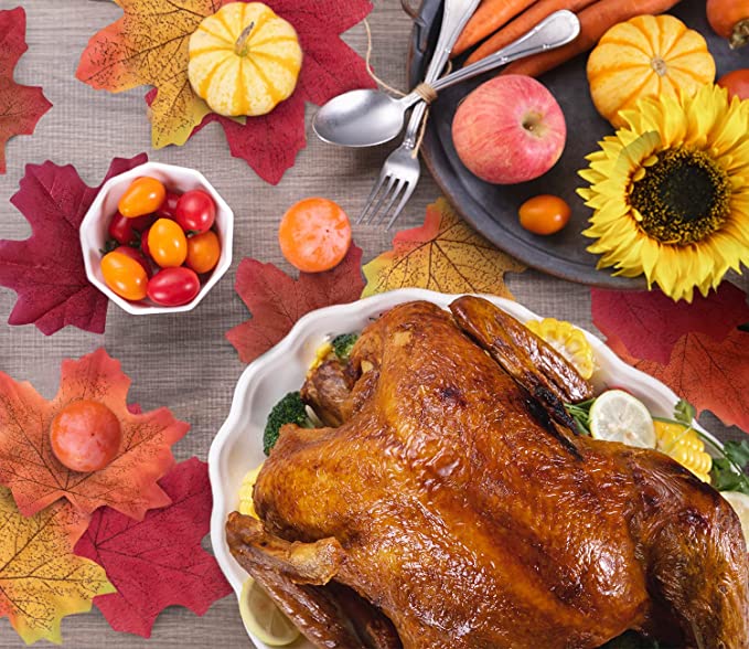 1000 Pcs Fake Fall Leaves Decoration, Artificial Maple Leaves for Fall Decor Thanksgiving Decorations for Home, Autumn Leaf Party Table Decor Fall Wedding Decorations