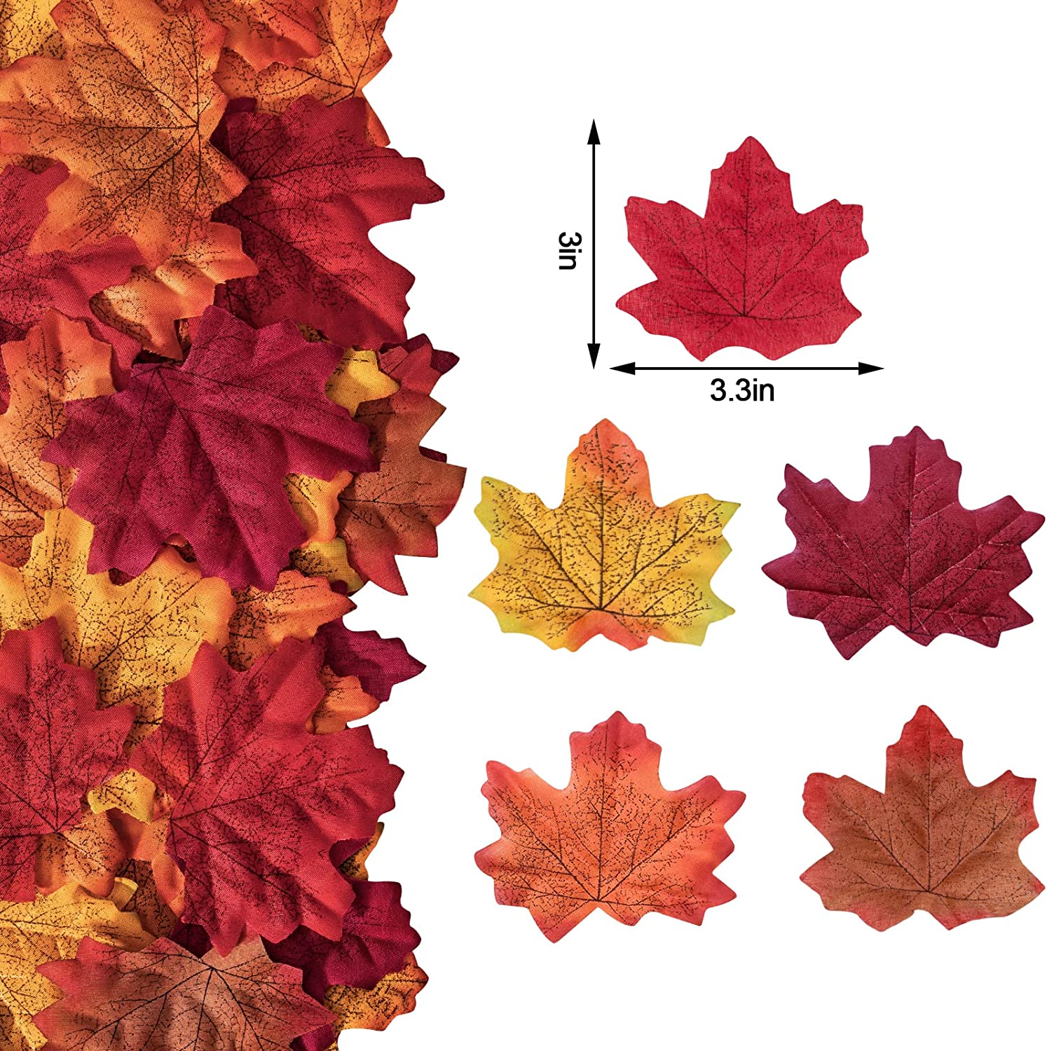 1000 Pcs Fake Fall Leaves Decoration, Artificial Maple Leaves for Fall Decor Thanksgiving Decorations for Home, Autumn Leaf Party Table Decor Fall Wedding Decorations