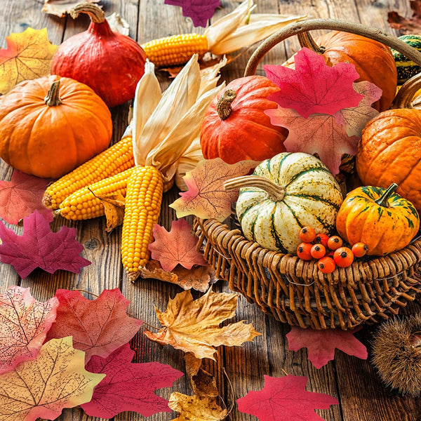 1000 Pcs Fake Fall Leaves Decoration, Artificial Maple Leaves for Fall Decor Thanksgiving Decorations for Home, Autumn Leaf Party Table Decor Fall Wedding Decorations