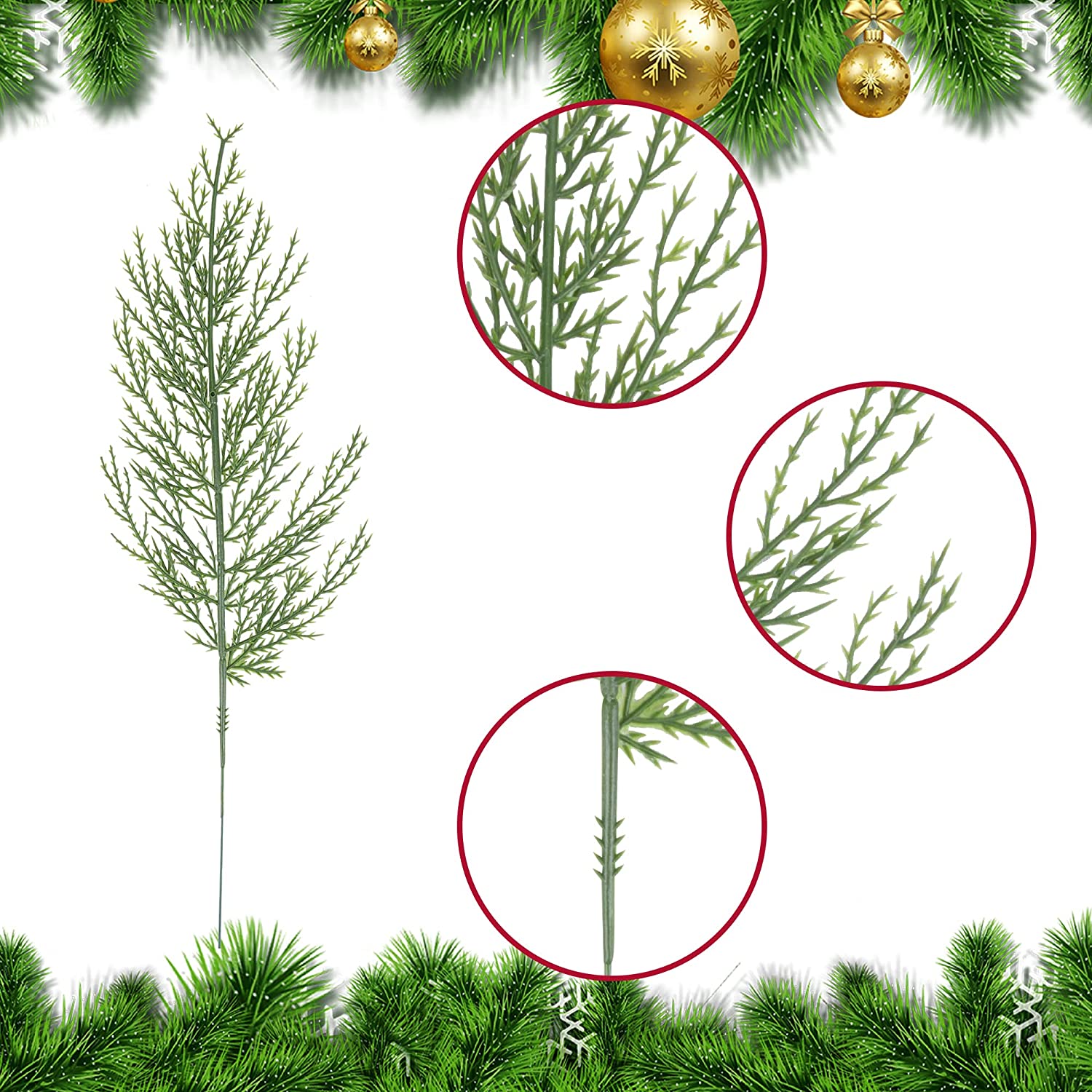 40 PCS Artificial Pine Leaves Branches-13.7 Inches Fake Greenery Pine Sprigs-Faux Pine Leaves Picks for DIY Garland Wreath Christmas Embellishing and Home Garden Decoration