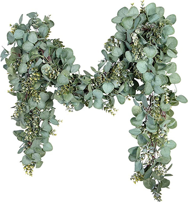 6.56 Ft Eucalyptus Garland Lush Silver Dollar Eucalyptus Leaves Boxwood Artificial Greenery Garland Faux Vines For Wedding Party