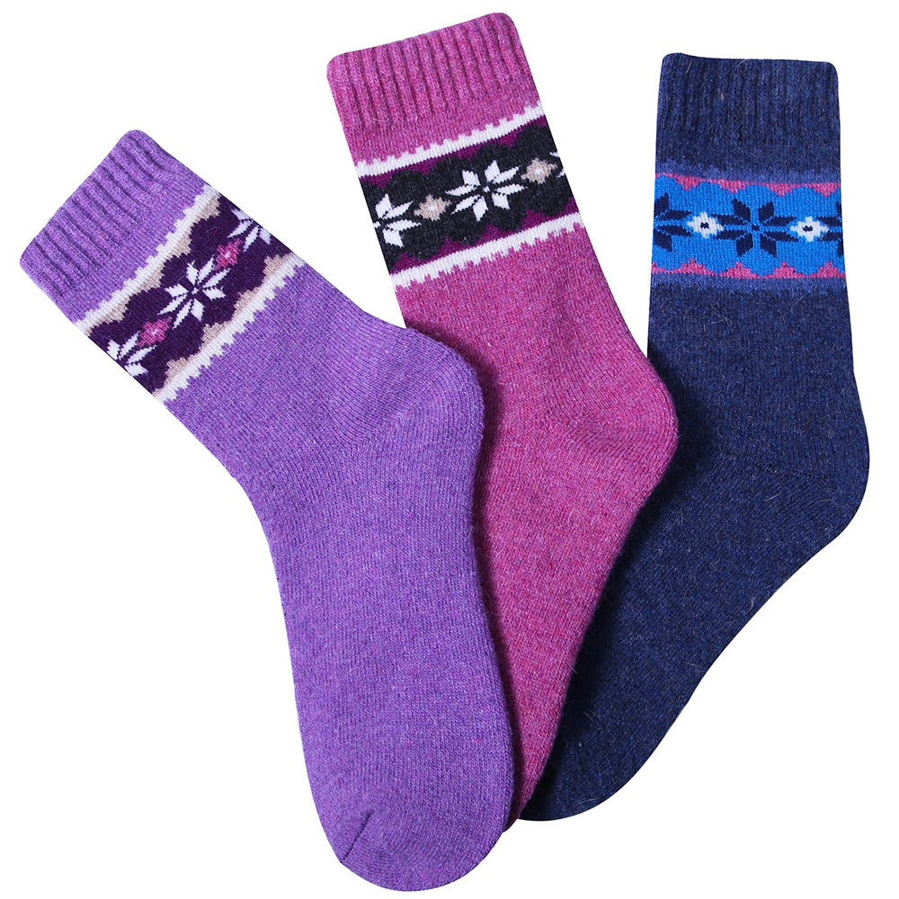 Womens Vintage Style Winter Warm Soft Thick Knit Wool Crew Socks 5 pairs