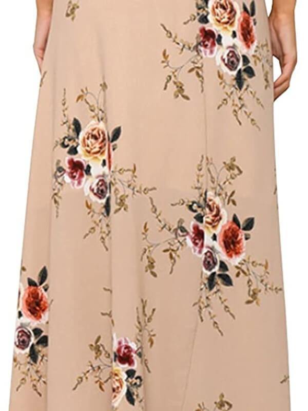 Womens Boho Floral Tie Up Waist Summer Beach Wrap Cover Up Maxi Skirt - CHALIER