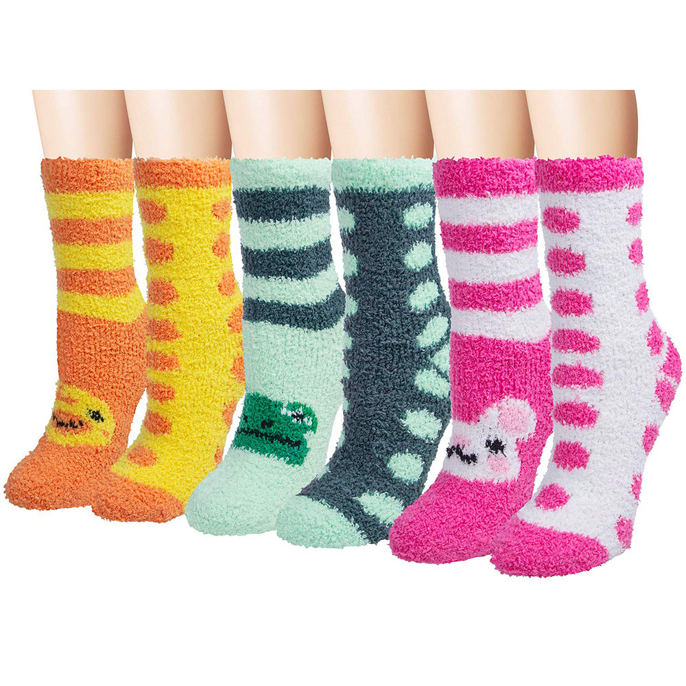 Womens Fuzzy Socks Winter Warm Cozy Fluffy Soft Slipper Socks Gifts 6 Pairs